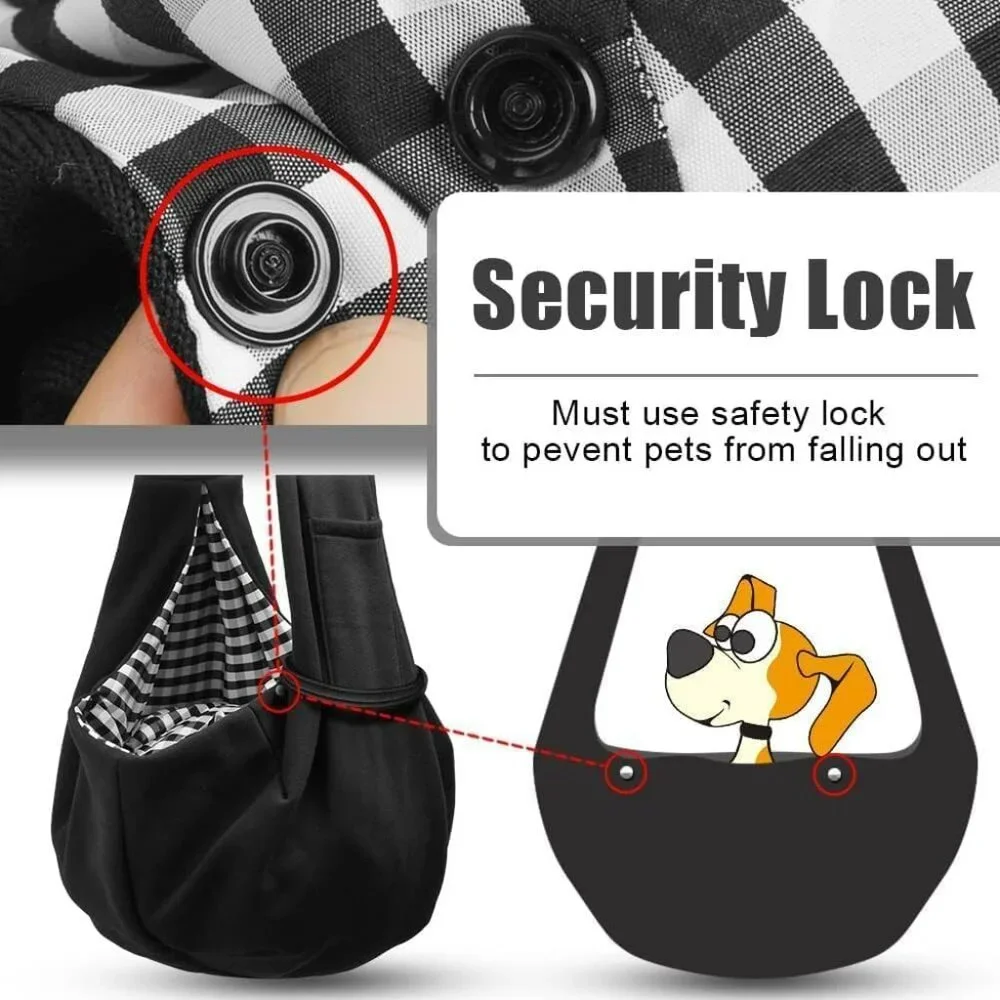 Small Dog Sling Carrier - Classic Pocket & Classic Strap - for 3-10 lbs PetsBlac